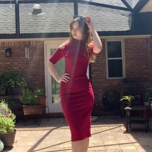 NWT Red Shoulder Cut-Out Dress